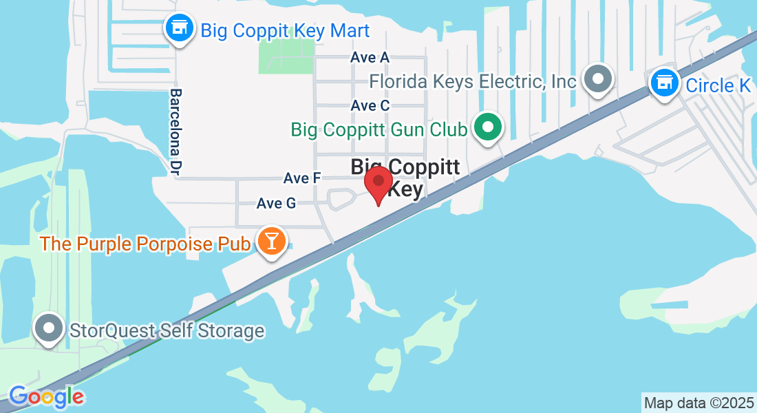 Map of Big Coppitt Key showing Big Coppitt Coffee location